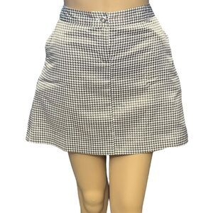Izod Skirt Skort Houndstooth Print Activewear Golf Tennis Front/Zip Back Slit 2